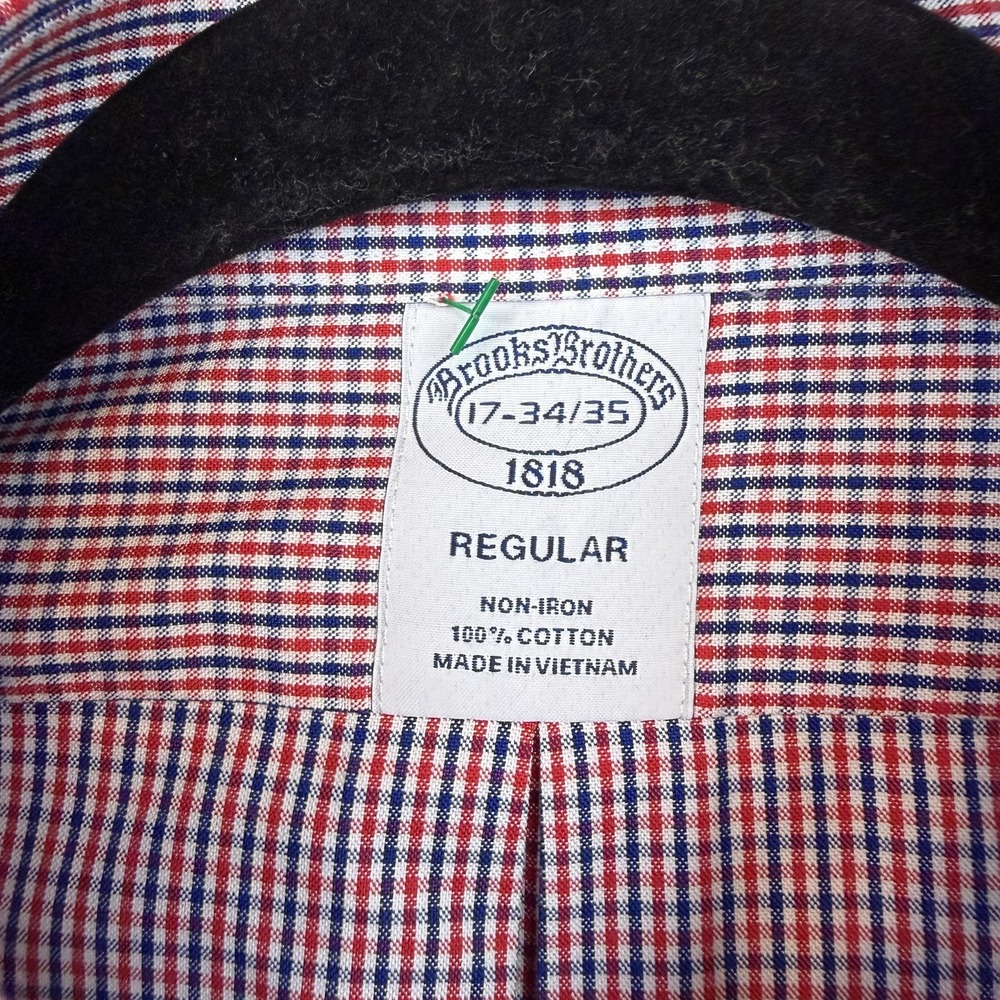 Brooks Brothers Shirts Mens 17 34/35 17-4/5 Blue Red Non Iron Cotton Dress Lot - Picture 4 of 13